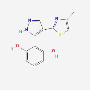 molecular formula C14H13N3O2S B5579524 5-methyl-2-[4-(4-methyl-1,3-thiazol-2-yl)-1H-pyrazol-5-yl]benzene-1,3-diol 