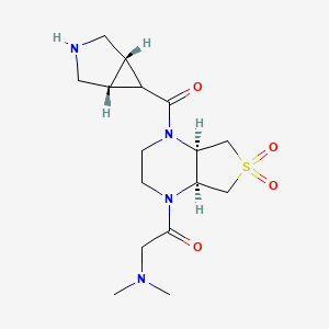 molecular formula C16H26N4O4S B5579587 1-[(4aR,7aS)-4-[(1S,5R)-3-azabicyclo[3.1.0]hexane-6-carbonyl]-6,6-dioxo-2,3,4a,5,7,7a-hexahydrothieno[3,4-b]pyrazin-1-yl]-2-(dimethylamino)ethanone 