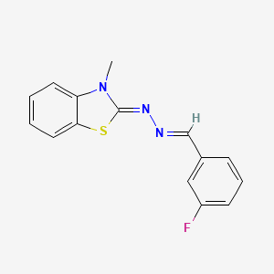 molecular formula C15H12FN3S B5579648 (E)-N-[(E)-(3-fluorophenyl)methylideneamino]-3-methyl-1,3-benzothiazol-2-imine 
