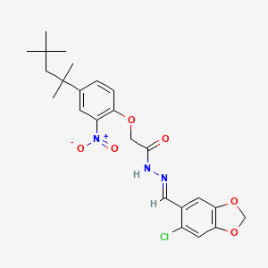 molecular formula C24H28ClN3O6 B5579725 N-[(E)-(6-chloro-1,3-benzodioxol-5-yl)methylideneamino]-2-[2-nitro-4-(2,4,4-trimethylpentan-2-yl)phenoxy]acetamide 