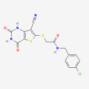 molecular formula C16H11ClN4O3S2 B5579912 N-(4-chlorobenzyl)-2-[(7-cyano-4-hydroxy-2-oxo-1,2-dihydrothieno[3,2-d]pyrimidin-6-yl)thio]acetamide 