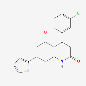 molecular formula C19H16ClNO2S B5580046 4-(3-CHLOROPHENYL)-7-(THIOPHEN-2-YL)-1,2,3,4,5,6,7,8-OCTAHYDROQUINOLINE-2,5-DIONE 