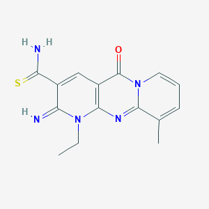 molecular formula C15H15N5OS B5580087 7-ethyl-6-imino-11-methyl-2-oxo-1,7,9-triazatricyclo[8.4.0.03,8]tetradeca-3(8),4,9,11,13-pentaene-5-carbothioamide 
