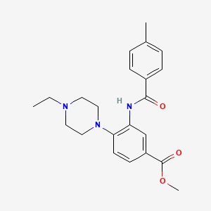 molecular formula C22H27N3O3 B5580156 METHYL 4-(4-ETHYLPIPERAZIN-1-YL)-3-(4-METHYLBENZAMIDO)BENZOATE 