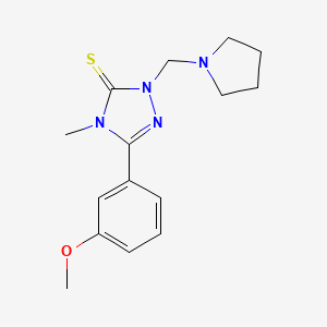 molecular formula C15H20N4OS B5580208 5-(3-methoxyphenyl)-4-methyl-2-(pyrrolidin-1-ylmethyl)-2,4-dihydro-3H-1,2,4-triazole-3-thione 