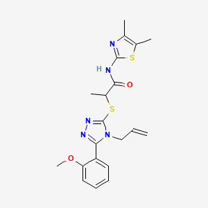 molecular formula C20H23N5O2S2 B5580297 N-(4,5-dimethyl-1,3-thiazol-2-yl)-2-{[5-(2-methoxyphenyl)-4-(prop-2-en-1-yl)-4H-1,2,4-triazol-3-yl]sulfanyl}propanamide 