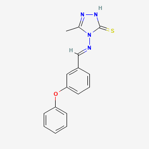 molecular formula C16H14N4OS B5580335 (E)-5-methyl-4-((3-phenoxybenzylidene)amino)-4H-1,2,4-triazole-3-thiol 