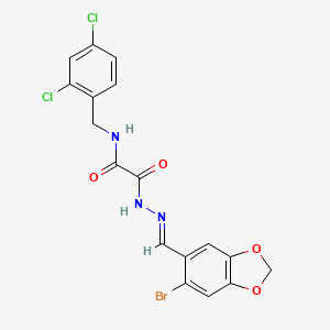 molecular formula C17H12BrCl2N3O4 B5580348 N'-[(E)-(6-bromo-1,3-benzodioxol-5-yl)methylideneamino]-N-[(2,4-dichlorophenyl)methyl]oxamide 