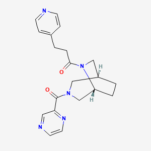 molecular formula C20H23N5O2 B5580362 1-[(1S,5R)-3-(pyrazine-2-carbonyl)-3,6-diazabicyclo[3.2.2]nonan-6-yl]-3-pyridin-4-ylpropan-1-one 