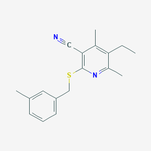 molecular formula C18H20N2S B5580475 5-ethyl-4,6-dimethyl-2-{[(3-methylphenyl)methyl]sulfanyl}pyridine-3-carbonitrile 