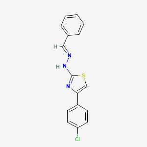 molecular formula C16H12ClN3S B5580613 BENZALDEHYDE (4-(4-CHLOROPHENYL)-1,3-THIAZOL-2-YL)HYDRAZONE 