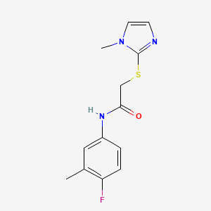 molecular formula C13H14FN3OS B5580666 N-(4-fluoro-3-methylphenyl)-2-[(1-methyl-1H-imidazol-2-yl)sulfanyl]acetamide 