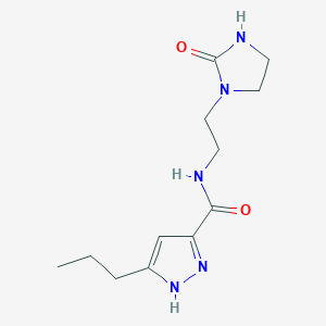 molecular formula C12H19N5O2 B5580957 N-[2-(2-oxo-1-imidazolidinyl)ethyl]-3-propyl-1H-pyrazole-5-carboxamide 