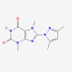 molecular formula C12H14N6O2 B5581269 8-(3,5-Dimethyl-1H-pyrazol-1-yl)-3,7-dimethyl-1H-purine-2,6(3H,7H)-dione 