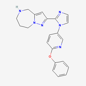 molecular formula C21H20N6O B5581289 2-[1-(6-phenoxy-3-pyridinyl)-1H-imidazol-2-yl]-5,6,7,8-tetrahydro-4H-pyrazolo[1,5-a][1,4]diazepine hydrochloride 