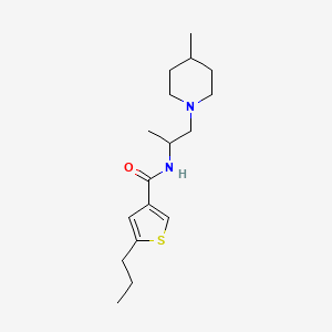 molecular formula C17H28N2OS B5581749 N-[1-(4-methylpiperidin-1-yl)propan-2-yl]-5-propylthiophene-3-carboxamide 