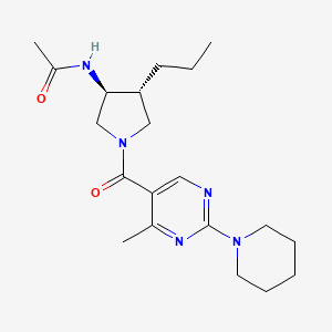 molecular formula C20H31N5O2 B5581804 N-((3S*,4R*)-1-{[4-methyl-2-(1-piperidinyl)-5-pyrimidinyl]carbonyl}-4-propyl-3-pyrrolidinyl)acetamide 