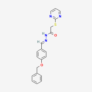 molecular formula C20H18N4O2S B5582073 N-[(E)-(4-phenylmethoxyphenyl)methylideneamino]-2-pyrimidin-2-ylsulfanylacetamide 