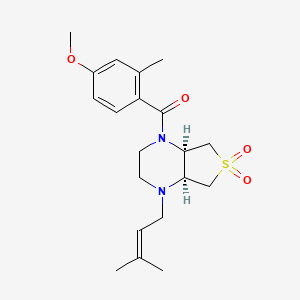 molecular formula C20H28N2O4S B5582105 [(4aR,7aS)-1-(3-methylbut-2-enyl)-6,6-dioxo-2,3,4a,5,7,7a-hexahydrothieno[3,4-b]pyrazin-4-yl]-(4-methoxy-2-methylphenyl)methanone 