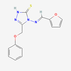 molecular formula C14H12N4O2S B5582167 4-((2-FURYLMETHYLENE)AMINO)-5-(PHENOXYMETHYL)-4H-1,2,4-TRIAZOLE-3-THIOL 