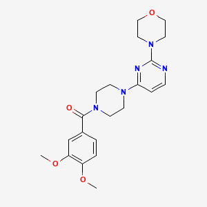 molecular formula C21H27N5O4 B5582305 4-{4-[4-(3,4-dimethoxybenzoyl)-1-piperazinyl]-2-pyrimidinyl}morpholine 