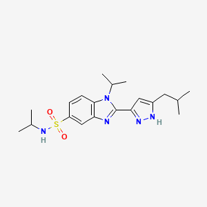 molecular formula C20H29N5O2S B5582309 2-(5-isobutyl-1H-pyrazol-3-yl)-N,1-diisopropyl-1H-benzimidazole-5-sulfonamide 