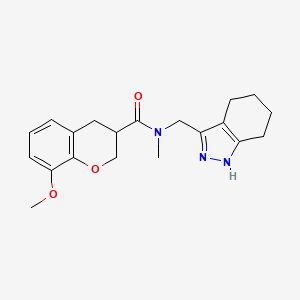 molecular formula C20H25N3O3 B5582379 8-methoxy-N-methyl-N-(4,5,6,7-tetrahydro-1H-indazol-3-ylmethyl)chromane-3-carboxamide 