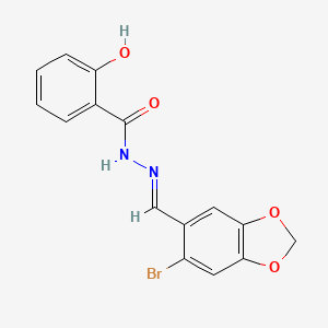 molecular formula C15H11BrN2O4 B5582478 N'-[(6-bromo-1,3-benzodioxol-5-yl)methylene]-2-hydroxybenzohydrazide 