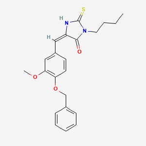 molecular formula C22H24N2O3S B5582571 5-{(E)-1-[4-(BENZYLOXY)-3-METHOXYPHENYL]METHYLIDENE}-3-BUTYL-2-THIOXOTETRAHYDRO-4H-IMIDAZOL-4-ONE 