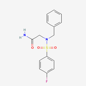 molecular formula C15H15FN2O3S B5582737 N~2~-benzyl-N~2~-[(4-fluorophenyl)sulfonyl]glycinamide 