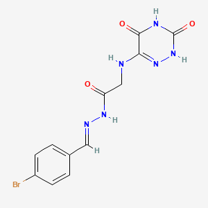 molecular formula C12H11BrN6O3 B5582791 N'-[(E)-(4-BROMOPHENYL)METHYLIDENE]-2-[(3,5-DIOXO-2,3,4,5-TETRAHYDRO-1,2,4-TRIAZIN-6-YL)AMINO]ACETOHYDRAZIDE 