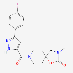molecular formula C18H19FN4O3 B5583163 8-[3-(4-fluorophenyl)-1H-pyrazole-5-carbonyl]-3-methyl-1-oxa-3,8-diazaspiro[4.5]decan-2-one 
