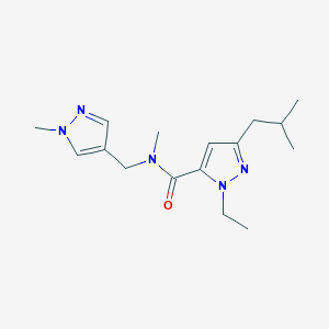 molecular formula C16H25N5O B5583172 1-ethyl-3-isobutyl-N-methyl-N-[(1-methyl-1H-pyrazol-4-yl)methyl]-1H-pyrazole-5-carboxamide 