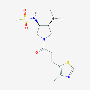 molecular formula C15H25N3O3S2 B5583226 N-[(3S,4R)-1-[3-(4-methyl-1,3-thiazol-5-yl)propanoyl]-4-propan-2-ylpyrrolidin-3-yl]methanesulfonamide 