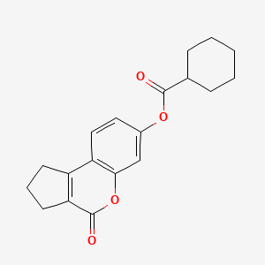 molecular formula C19H20O4 B5583231 4-OXO-1H,2H,3H,4H-CYCLOPENTA[C]CHROMEN-7-YL CYCLOHEXANECARBOXYLATE 