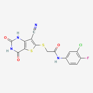 molecular formula C15H8ClFN4O3S2 B5583511 N-(3-chloro-4-fluorophenyl)-2-[(7-cyano-4-hydroxy-2-oxo-1,2-dihydrothieno[3,2-d]pyrimidin-6-yl)thio]acetamide 