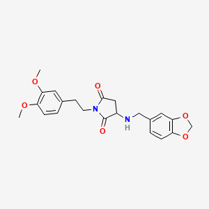 molecular formula C22H24N2O6 B5584117 3-{[(2H-1,3-BENZODIOXOL-5-YL)METHYL]AMINO}-1-[2-(3,4-DIMETHOXYPHENYL)ETHYL]PYRROLIDINE-2,5-DIONE 