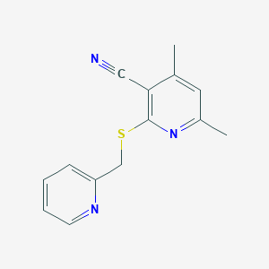 molecular formula C14H13N3S B5584204 4,6-dimethyl-2-{[(pyridin-2-yl)methyl]sulfanyl}pyridine-3-carbonitrile 