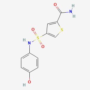 molecular formula C11H10N2O4S2 B5584234 4-[(4-Hydroxyphenyl)sulfamoyl]thiophene-2-carboxamide 