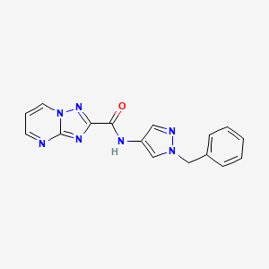 molecular formula C16H13N7O B5584268 N~2~-(1-BENZYL-1H-PYRAZOL-4-YL)[1,2,4]TRIAZOLO[1,5-A]PYRIMIDINE-2-CARBOXAMIDE 