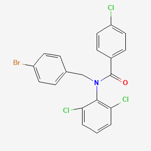molecular formula C20H13BrCl3NO B5584790 N-[(4-bromophenyl)methyl]-4-chloro-N-(2,6-dichlorophenyl)benzamide 