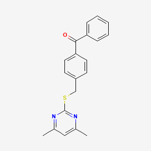molecular formula C20H18N2OS B5585015 [4-[(4,6-Dimethylpyrimidin-2-yl)sulfanylmethyl]phenyl]-phenylmethanone 