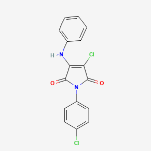molecular formula C16H10Cl2N2O2 B5585047 3-CHLORO-1-(4-CHLOROPHENYL)-4-(PHENYLAMINO)-2,5-DIHYDRO-1H-PYRROLE-2,5-DIONE 