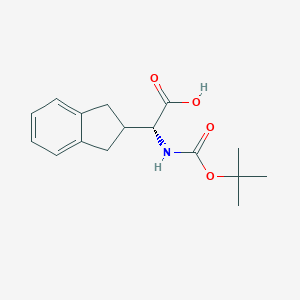 molecular formula C16H21NO4 B558506 (R)-2-((tert-Butoxycarbonyl)amino)-2-(2,3-dihydro-1H-inden-2-yl)acetic acid CAS No. 181227-48-5