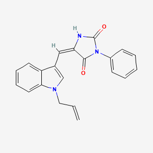 molecular formula C21H17N3O2 B5585168 (5E)-3-phenyl-5-{[1-(prop-2-en-1-yl)-1H-indol-3-yl]methylidene}imidazolidine-2,4-dione 