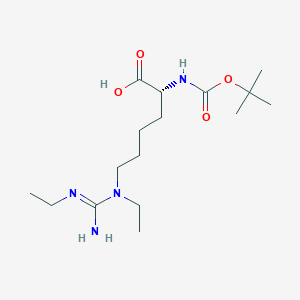 molecular formula C16H32N4O4 B558519 (R)-2-((tert-Butoxycarbonyl)amino)-6-(1,3-diethylguanidino)hexanoic acid CAS No. 110761-76-7