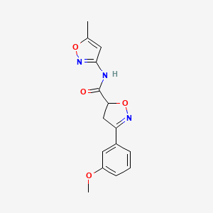 molecular formula C15H15N3O4 B5585207 3-(3-methoxyphenyl)-N-(5-methyl-1,2-oxazol-3-yl)-4,5-dihydro-1,2-oxazole-5-carboxamide 