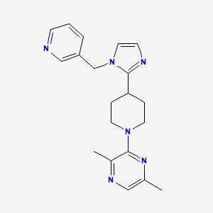 molecular formula C20H24N6 B5585317 2,5-dimethyl-3-{4-[1-(3-pyridinylmethyl)-1H-imidazol-2-yl]-1-piperidinyl}pyrazine 