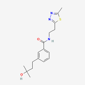 molecular formula C17H23N3O2S B5585472 3-(3-hydroxy-3-methylbutyl)-N-[2-(5-methyl-1,3,4-thiadiazol-2-yl)ethyl]benzamide 