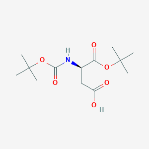 molecular formula C13H23NO6 B558556 (R)-4-(tert-butoxy)-3-((tert-butoxycarbonyl)amino)-4-oxobutanoic acid CAS No. 77004-75-2
